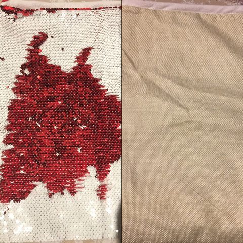 Gavepose med sequin-mønster og bakside av lin, Rød (26x38cm)