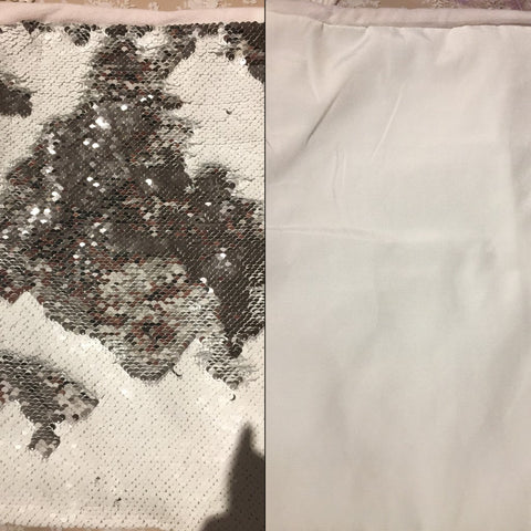 Gavepose med sequin-mønster og bakside av polyester, Sølv (26x38cm)