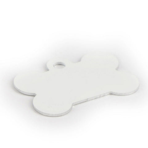Navnebrikke i hvit aluminium til hund for sublimering (38x25mm)
